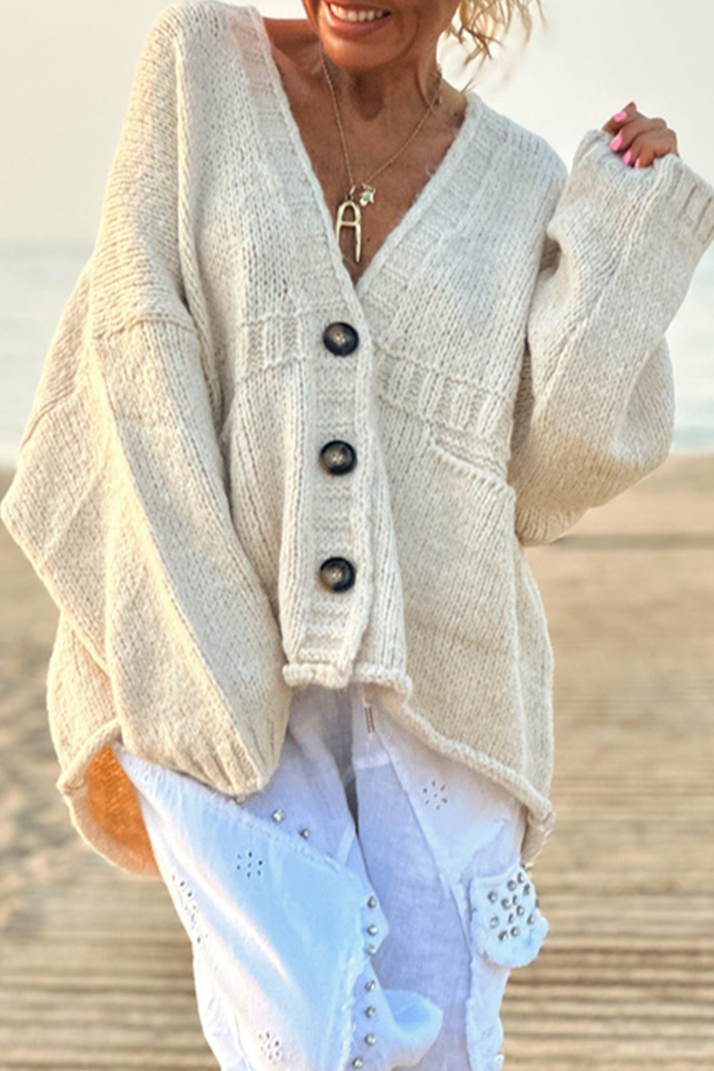 Bohonini V Neck Knitted Jacket with Pocket Buttons for Comfort