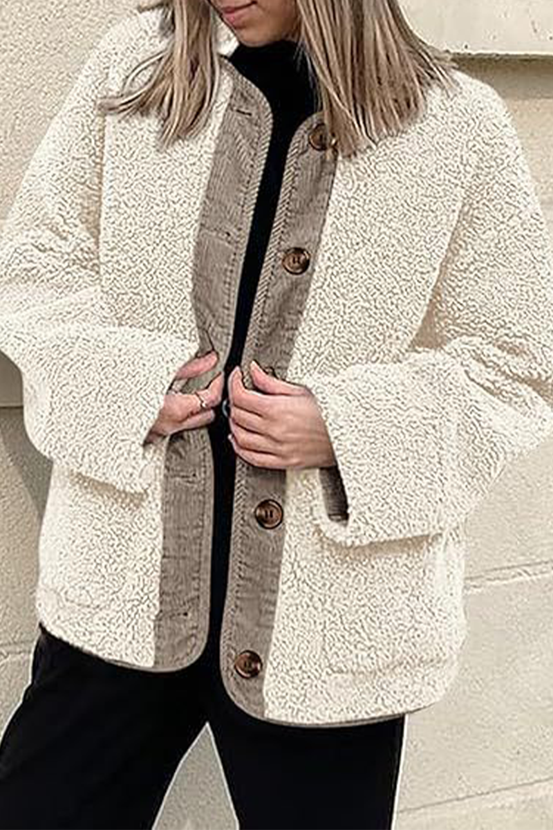 Stylish Contrast Pocket O Neck Blazer Jacket in 6 Colors