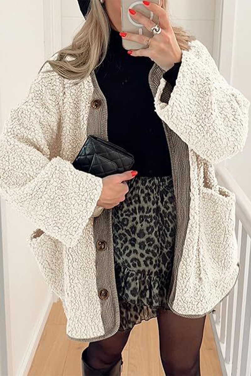 Stylish Contrast Pocket O Neck Blazer Jacket in 6 Colors