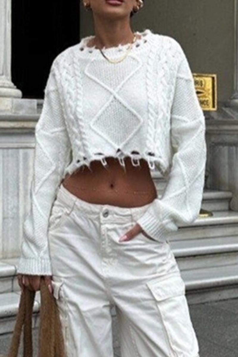 Florcoo Casual Ripped Weave Sweater for Effortless Style