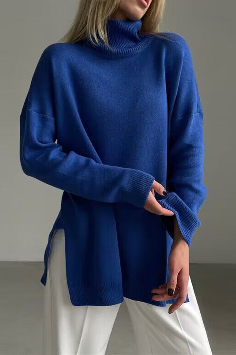 Flornana Casual Solid Color Turtleneck Sweater Collection