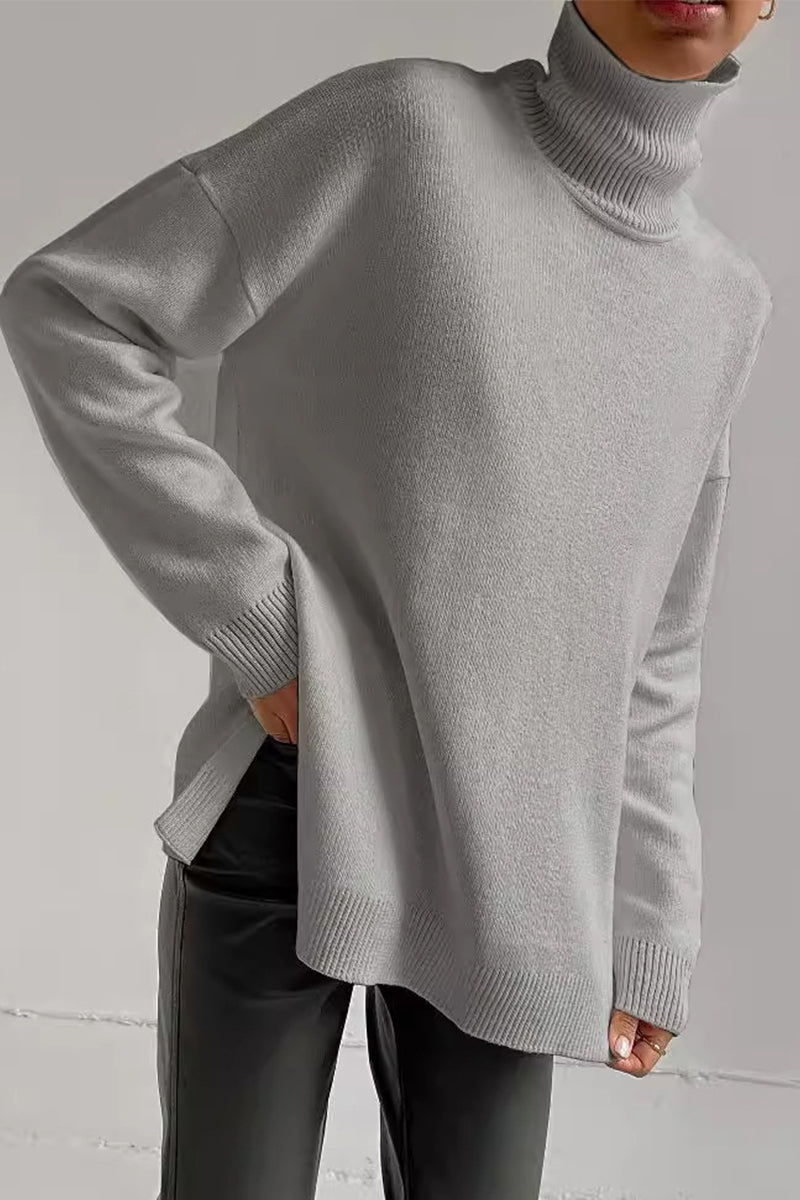 Flornana Casual Solid Color Turtleneck Sweater Collection