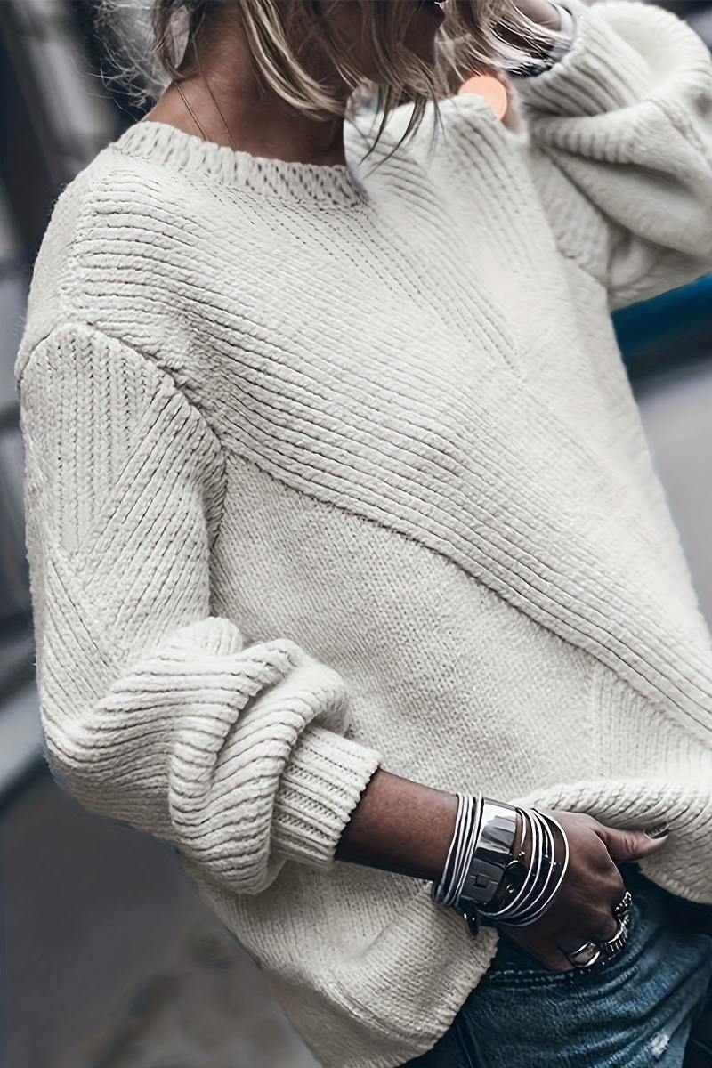 Florcoo Casual Solid Color O Neck Sweater for Effortless Style