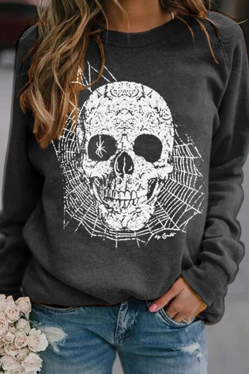 O Neck Print Black Hoodie Fashionpara