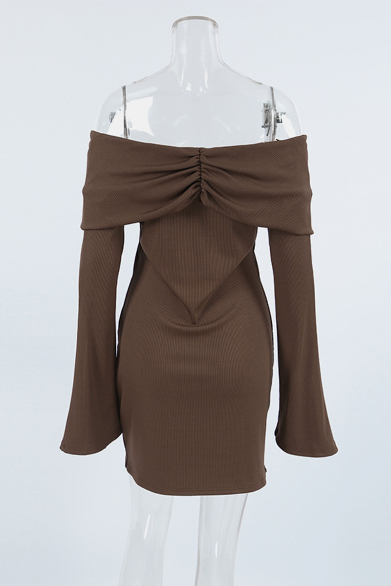 Sexy Ruched Off Shoulder Wrapped Skirt Dresses - Fashionpara