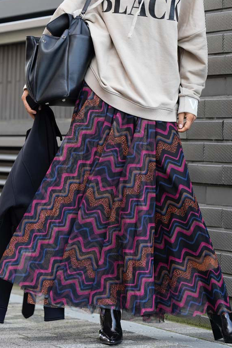 Casual Stripe Mesh Contrast Loose High Waist Type A Bottoms - Fashionpara