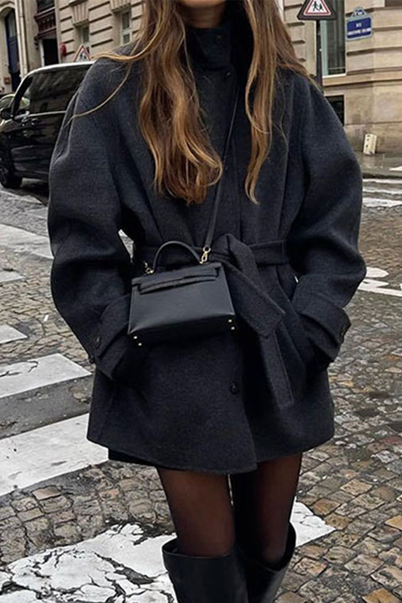 Bohonini Casual Lace-Up Mandarin Collar Outerwear Coat