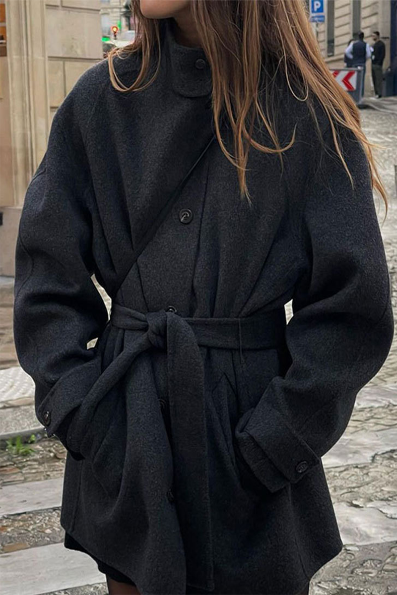 Bohonini Casual Lace-Up Mandarin Collar Outerwear Coat