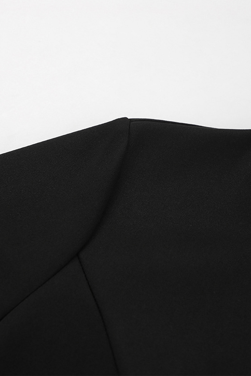 Casual Patchwork Ruffle Zipper Turtleneck A Line Dresses - Fashionpara