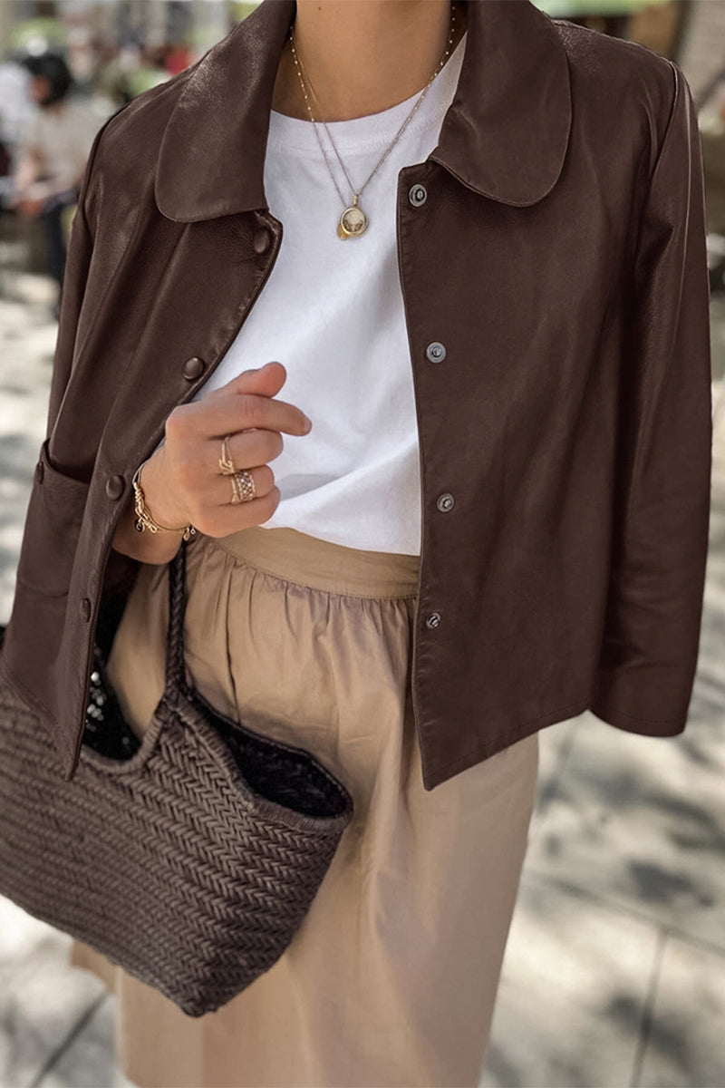 Solid Color Pocket Blazer with Stylish Turndown Collar