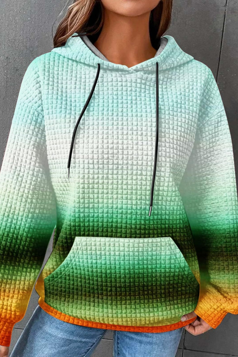 Casual Gradient Print Basic Hooded Sweats(7 Colors)