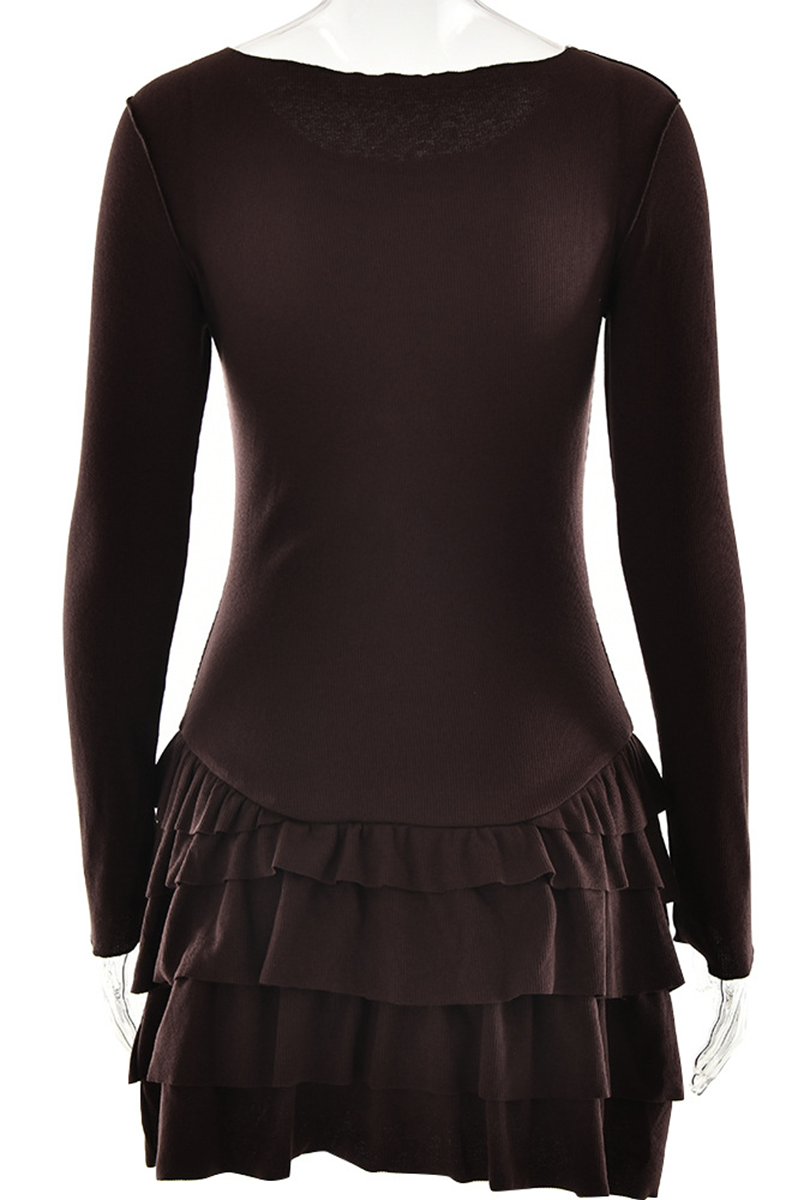 Sexy Ruffle O Neck A Line Dresses - Fashionpara