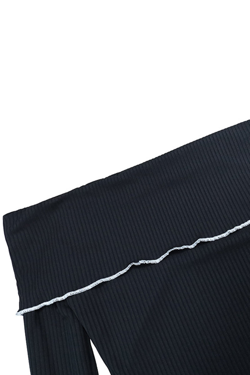 Sexy Stringy Selvedge Contrast Off Shoulder One Step Skirt Dresses - Fashionpara