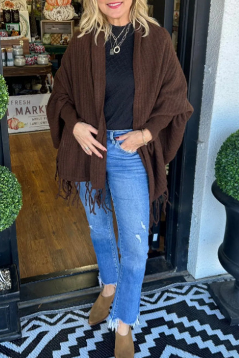 Fringed Trim Irregular Cardigan Outerwear in 9 Colors