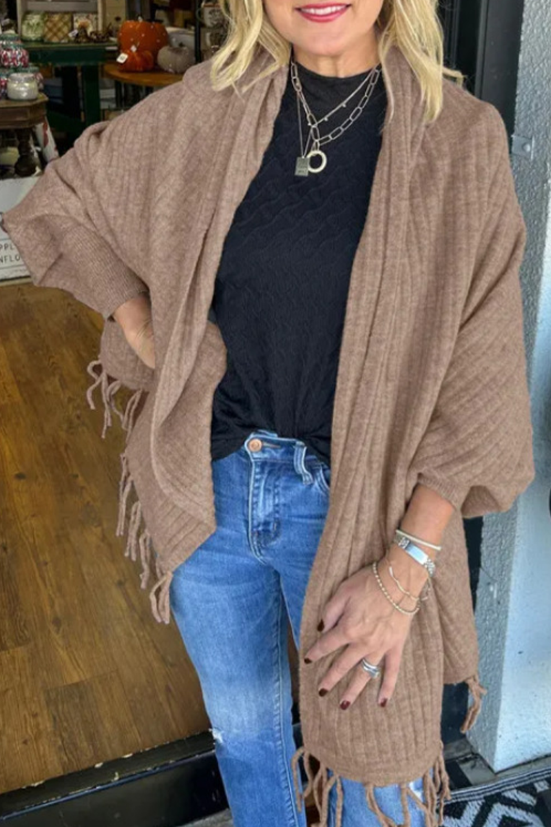 Fringed Trim Irregular Cardigan Outerwear in 9 Colors