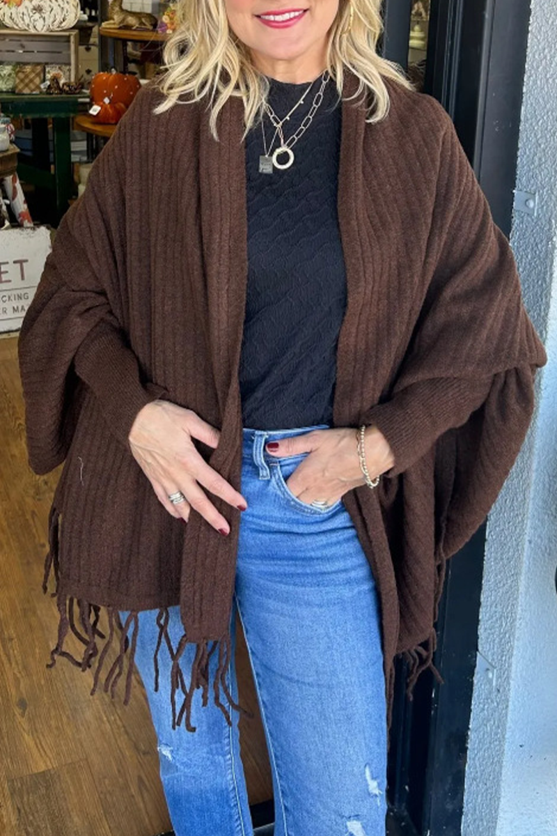 Fringed Trim Irregular Cardigan Outerwear in 9 Colors