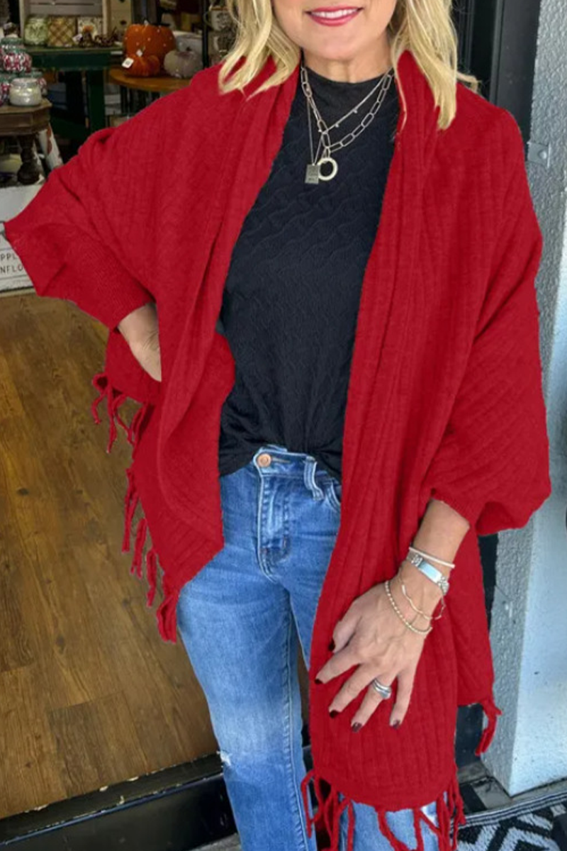 Fringed Trim Irregular Cardigan Outerwear in 9 Colors