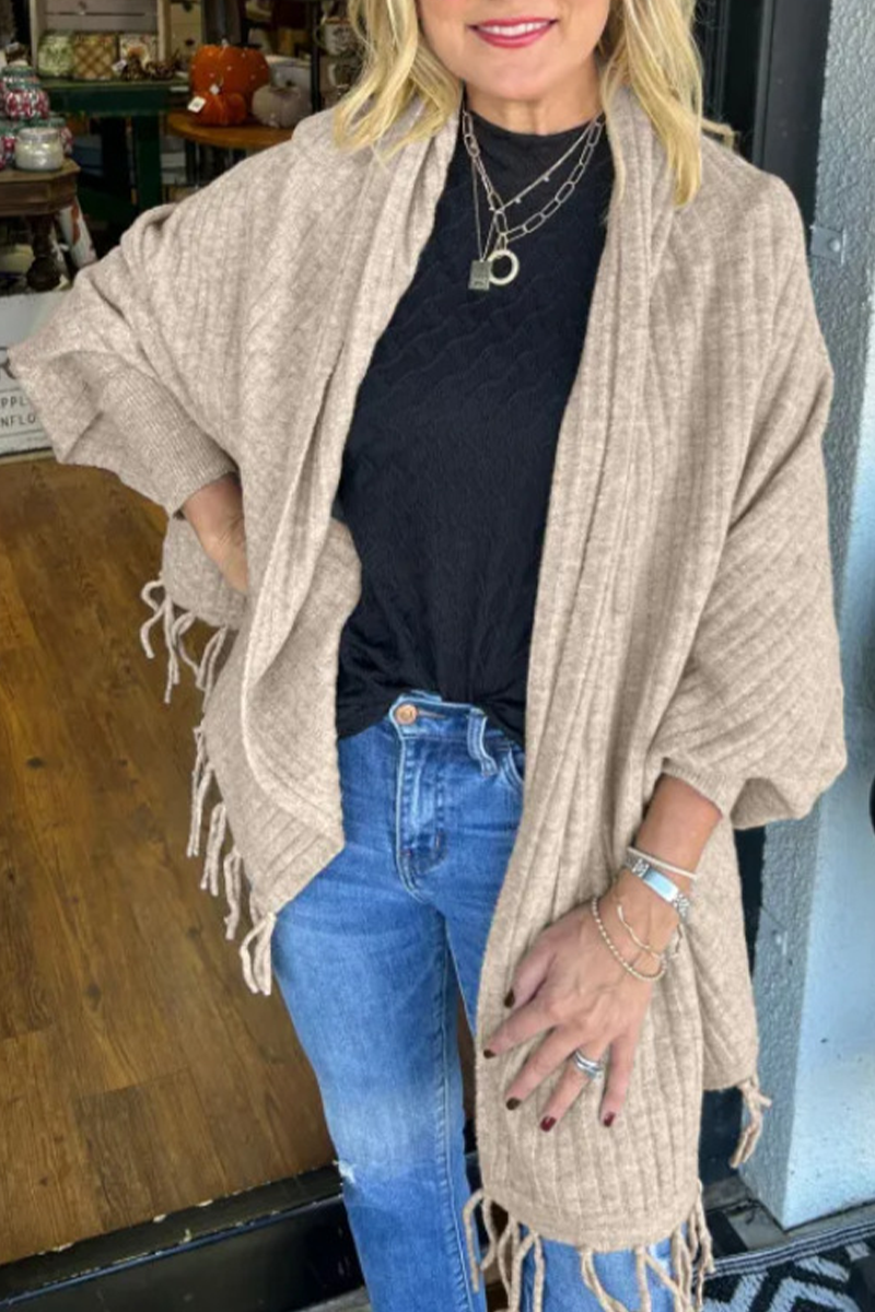 Fringed Trim Irregular Cardigan Outerwear in 9 Colors