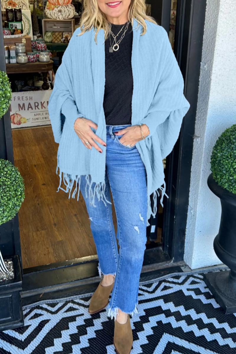 Fringed Trim Irregular Cardigan Outerwear in 9 Colors