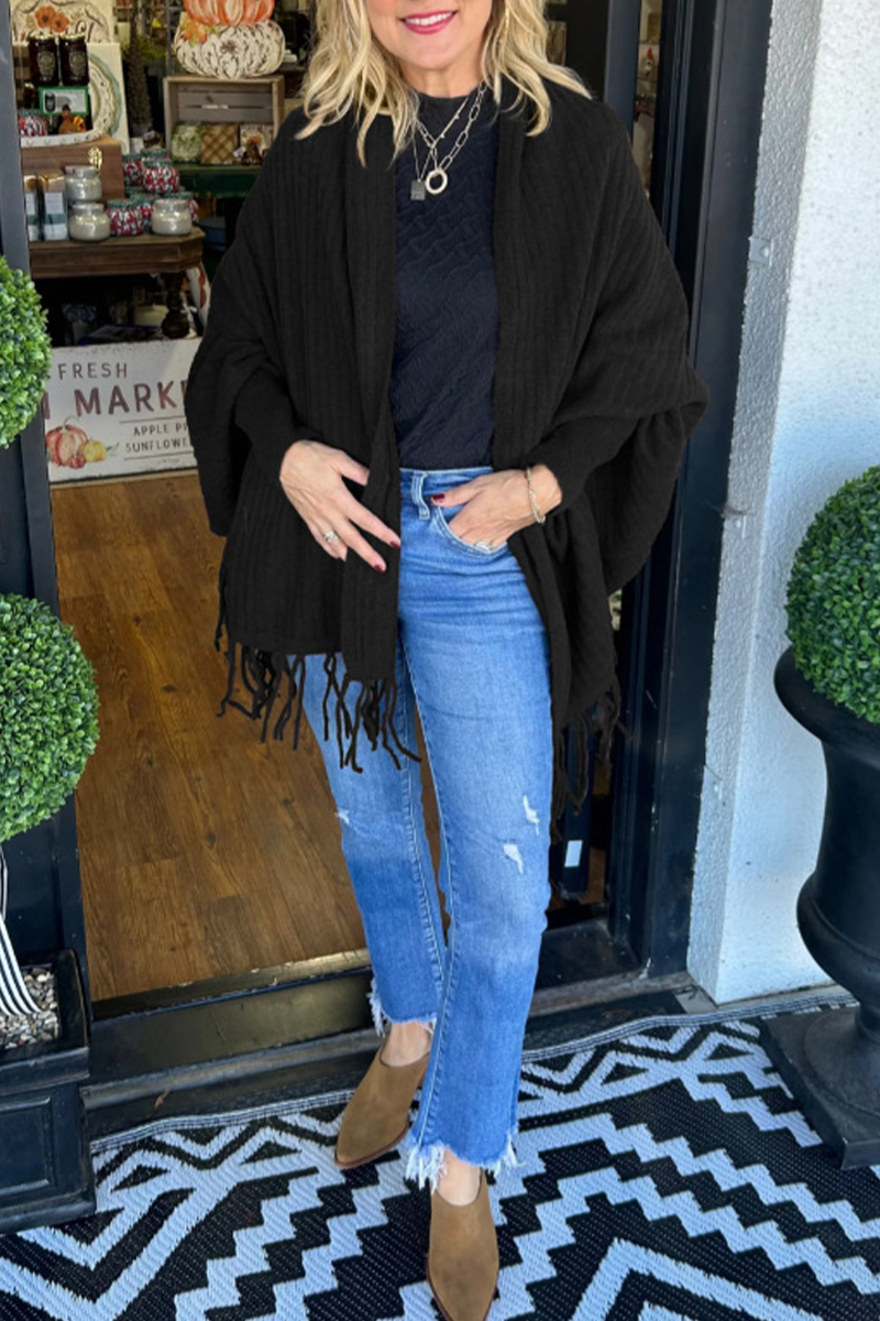 Fringed Trim Irregular Cardigan Outerwear in 9 Colors