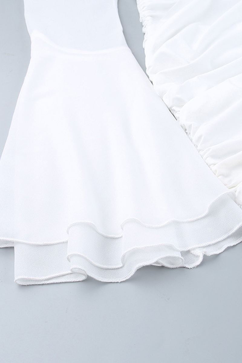 Sexy Ruched V Neck Wrapped Skirt Dresses - Fashionpara