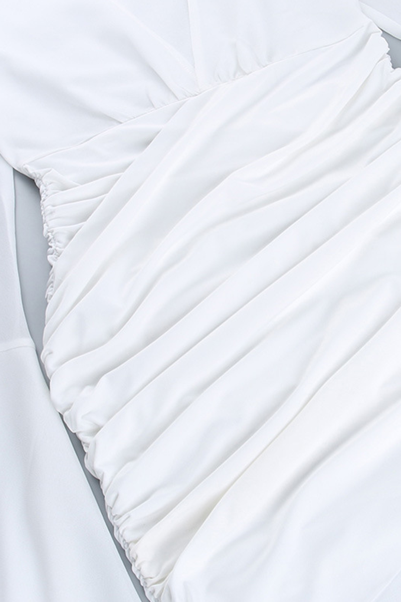 Sexy Ruched V Neck Wrapped Skirt Dresses - Fashionpara