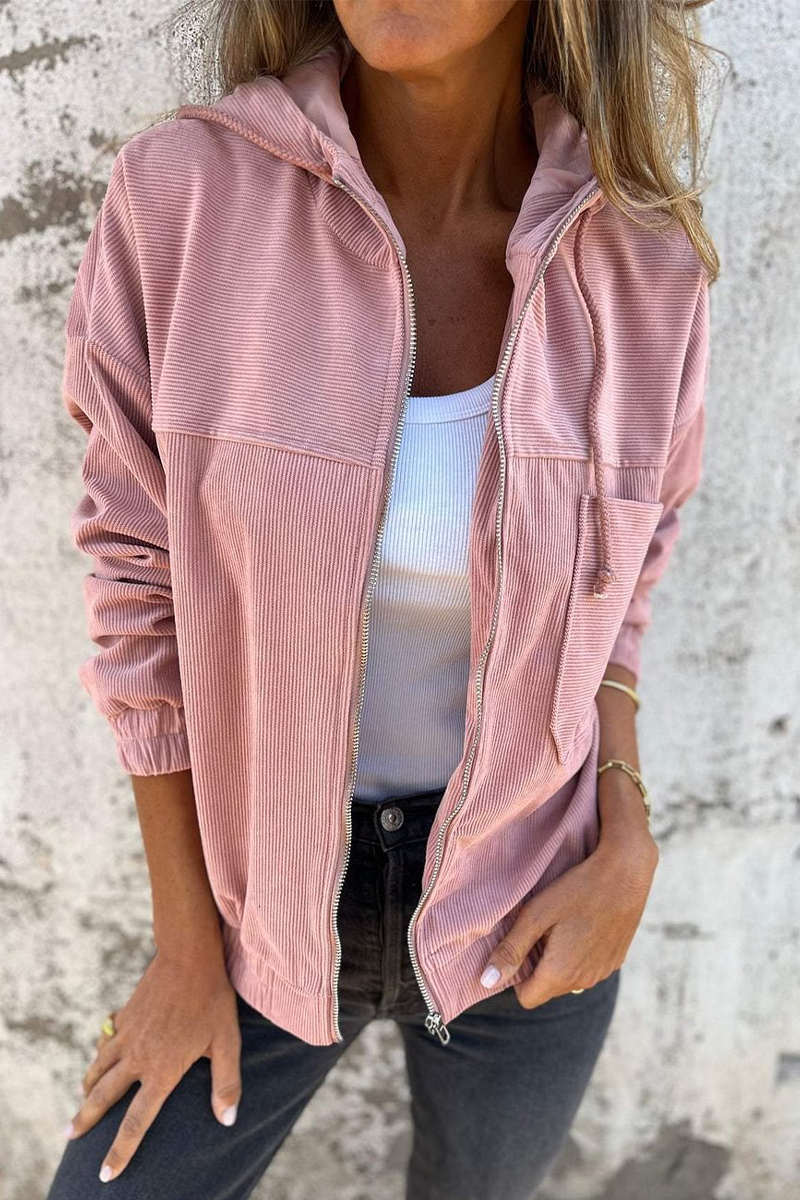 Stylish Hooded Zipper Jacket with Convenient Pockets