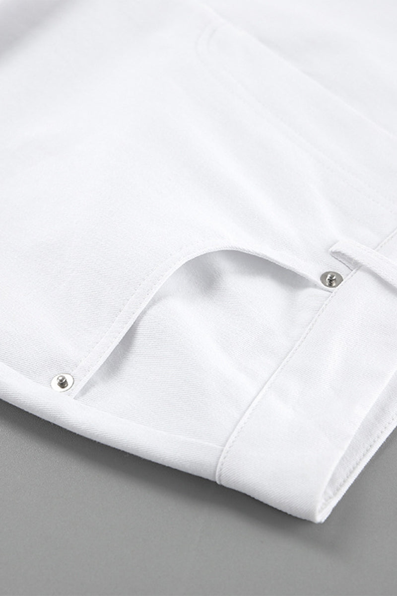 Casual Street Pocket Straight High Waist Straight Bottoms - Fashionpara