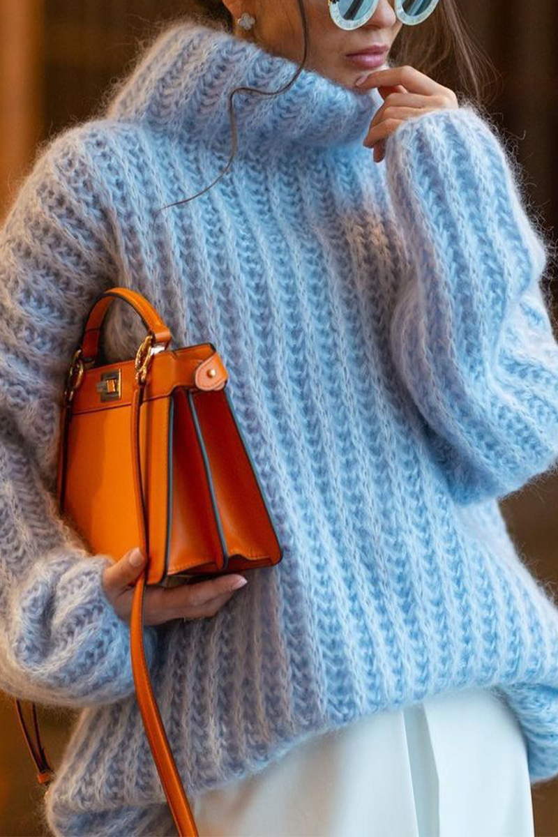 Bohonini Solid Color Weave Turtleneck Sweater for Casual Style