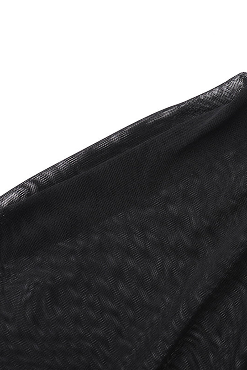 Sexy Mesh Feather Hemline Velvet O Neck Wrapped Skirt Dresses - Fashionpara