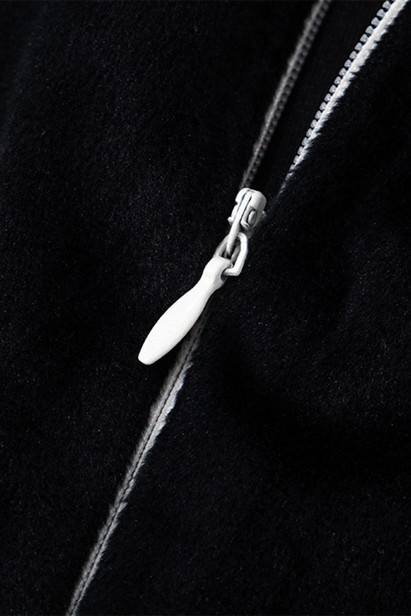 Elegant Zipper Contrast Turndown Collar One Step Skirt Dresses - Fashionpara