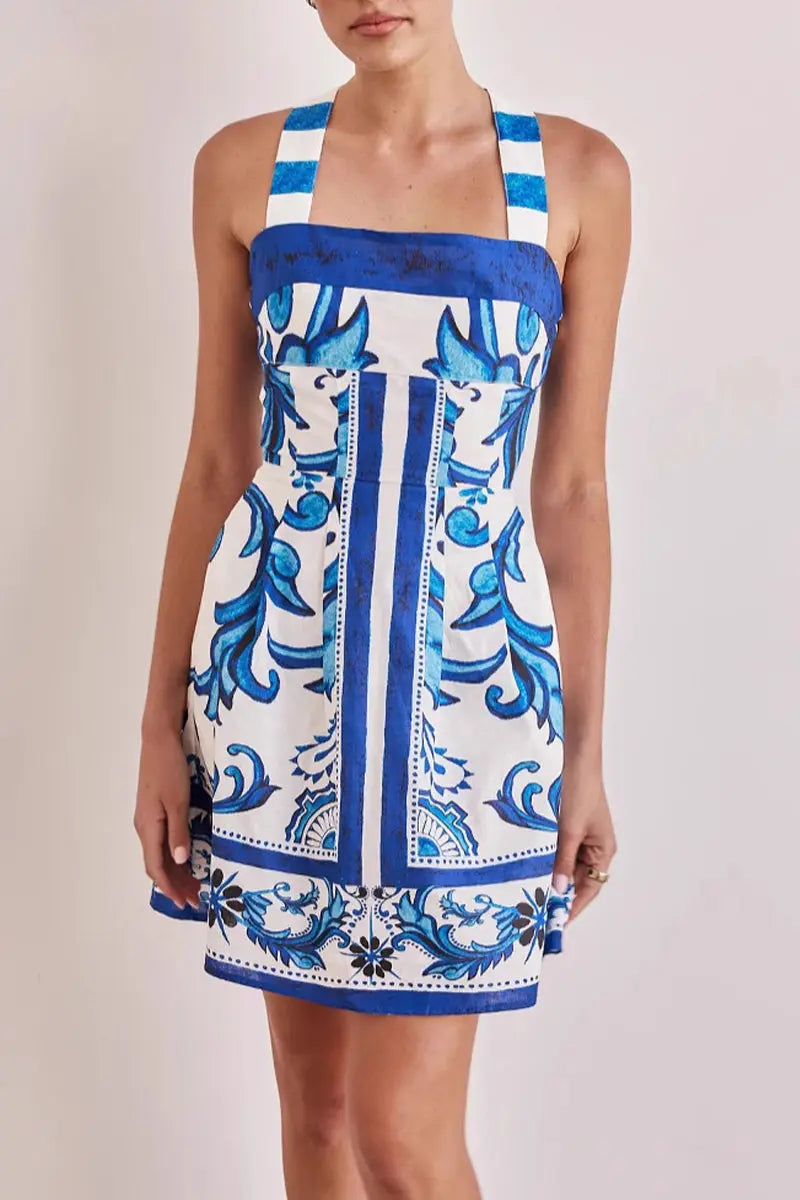 Sexy Vacation Floral Print Pocket Buttons Square Neck Sling Dresses Fashionpara