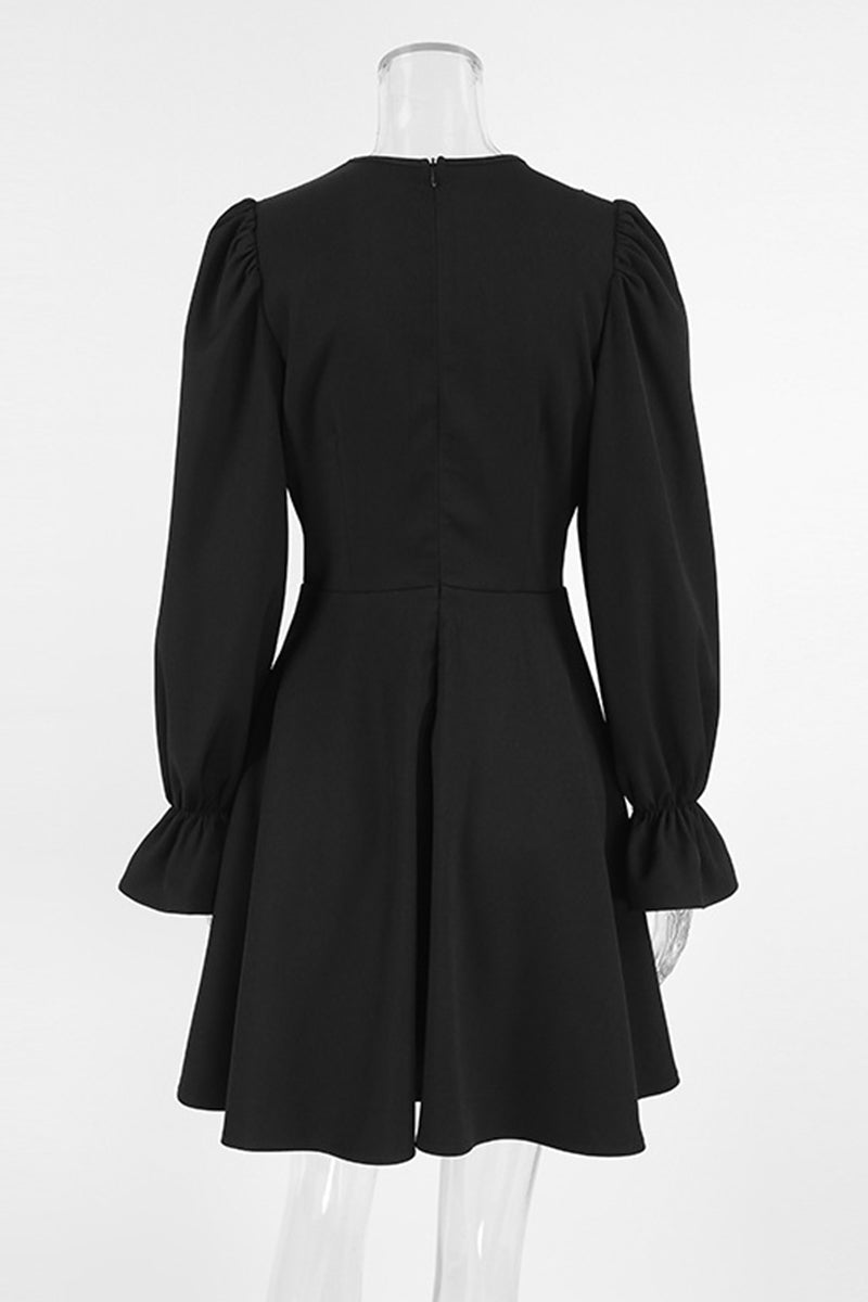 Elegant Patchwork Zipper Peter Pan Collar A Line Dresses - Fashionpara