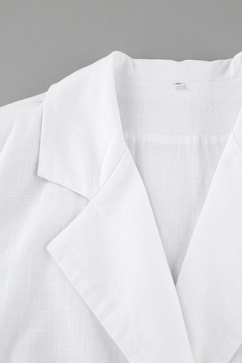 Elegant Ruffle Ruched Turn-back Collar Wrapped Skirt Dresses - Fashionpara