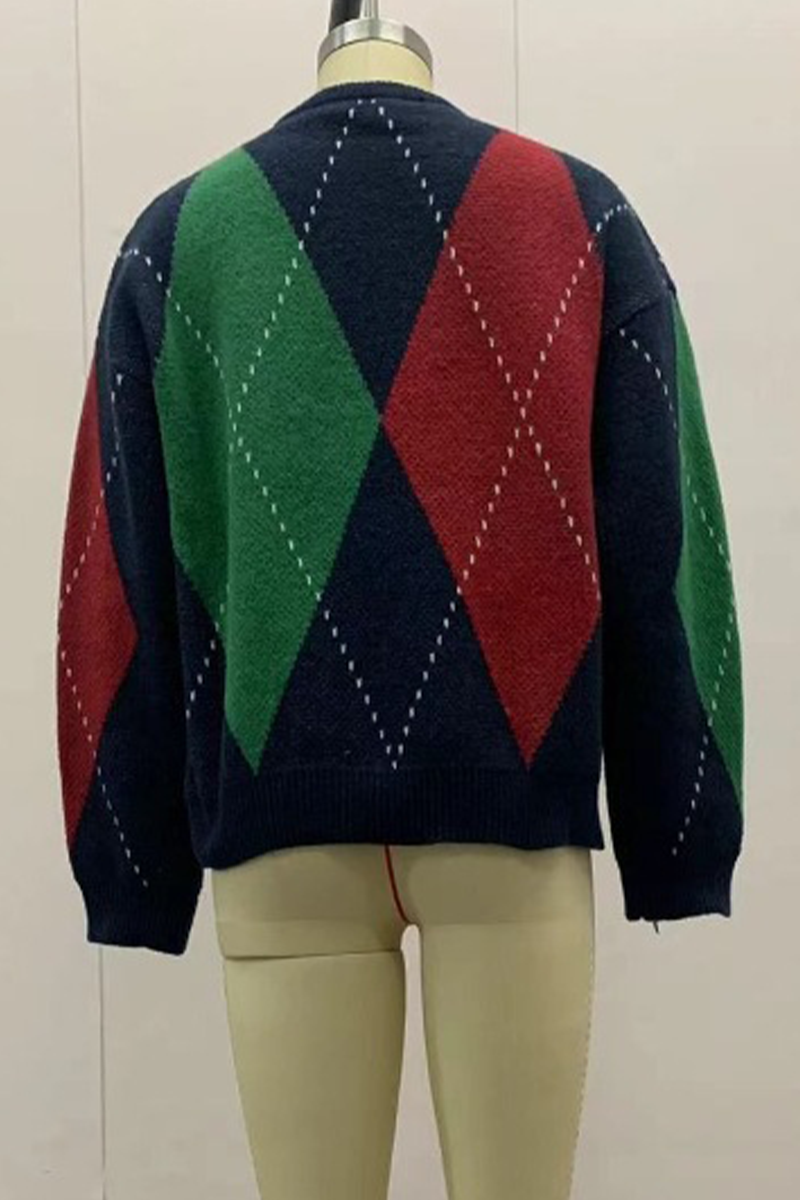 Bohonini Rhombus Patchwork O Neck Sweater in 4 Colors