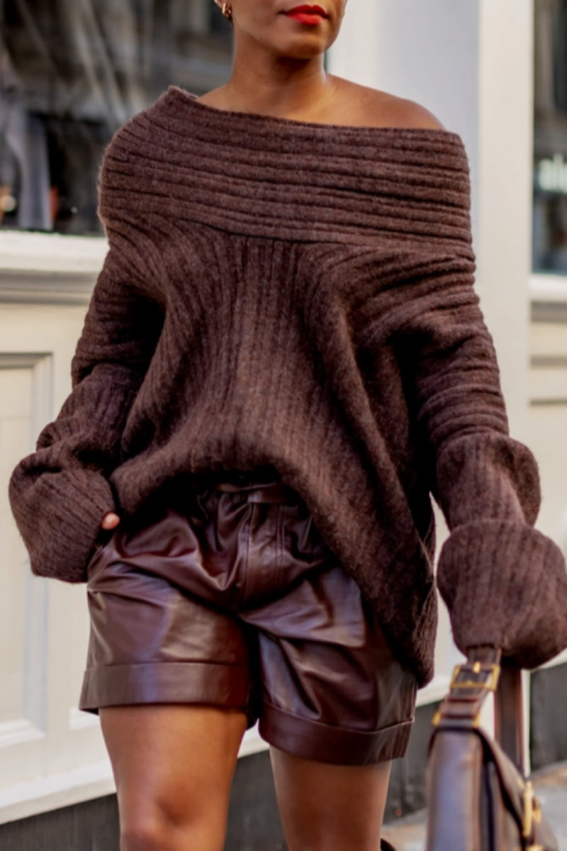 Bohonini Casual Oblique Collar Sweater for Effortless Style