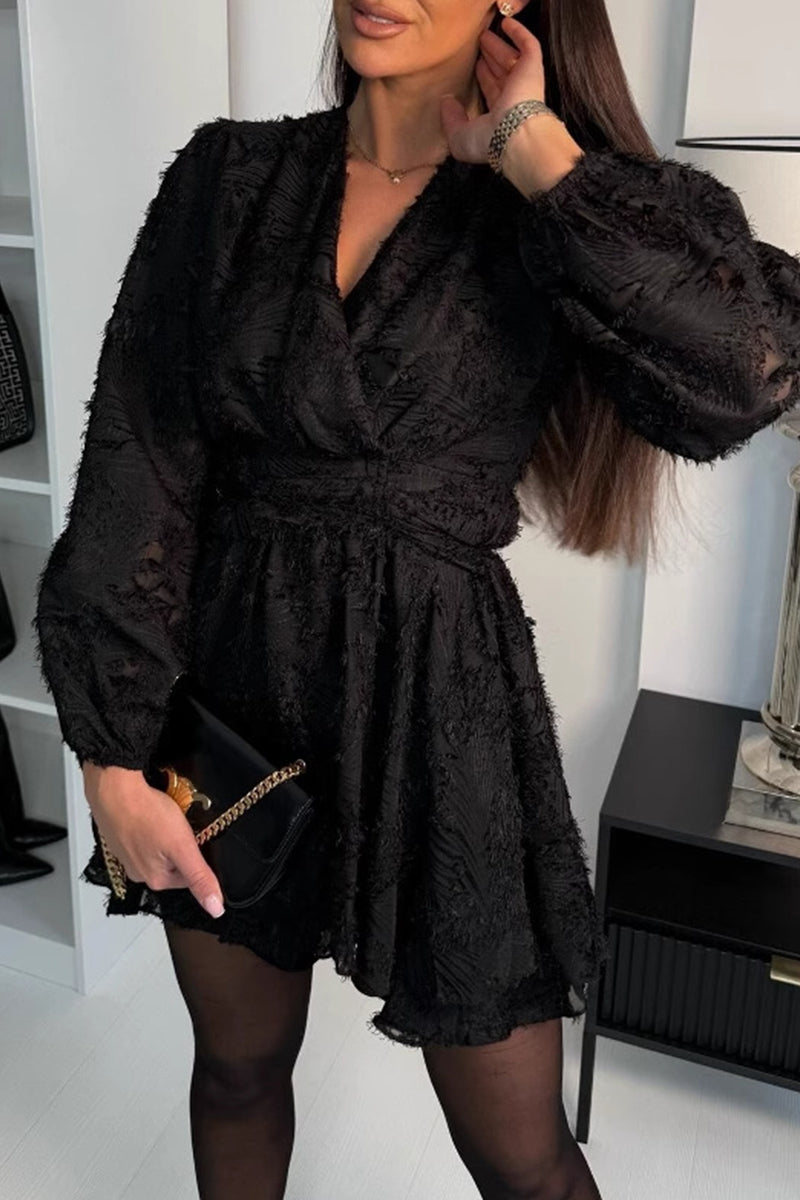 Sexy Cut Out Bow Decor V Neck A Line Dresses - Fashionpara