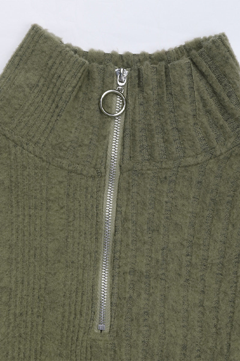 Casual Street Lace Up Zipper Potholes Turndown Collar A Line Dresses - Fashionpara