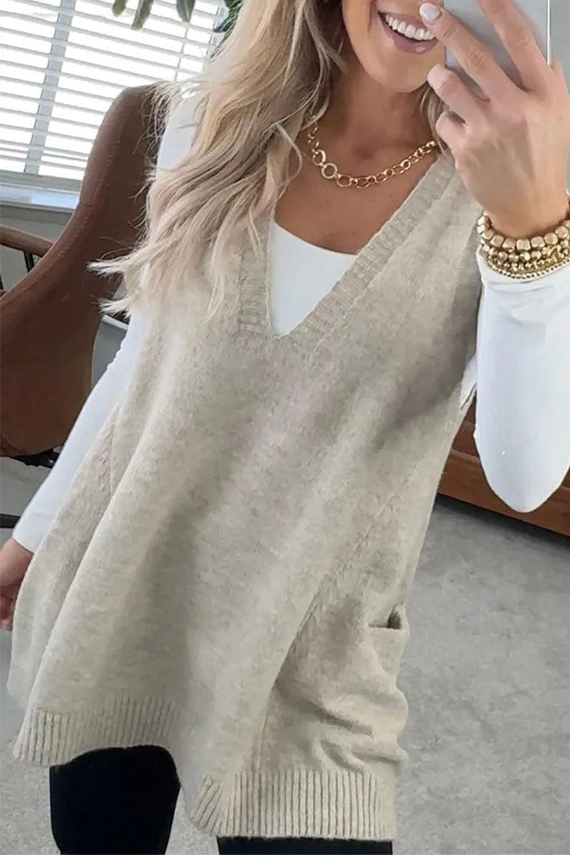 Bohonini Casual V Neck Sweater with Pocket in 5 Colors