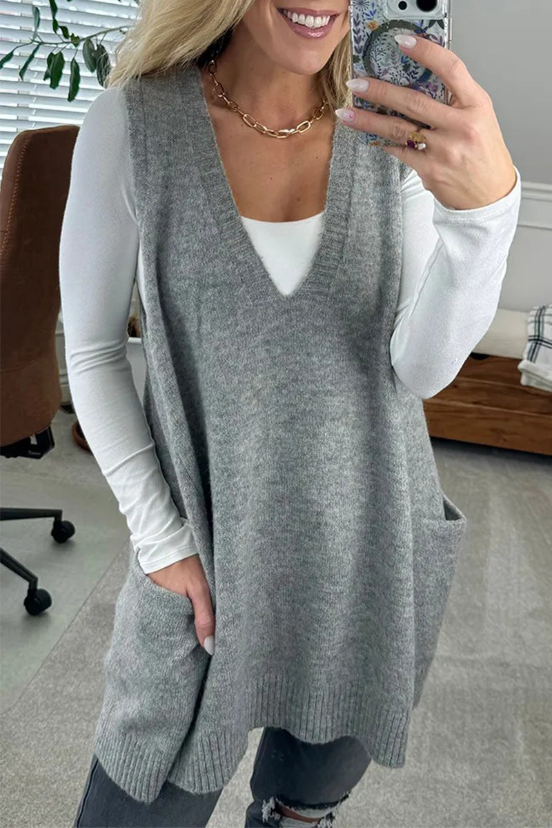 Bohonini Casual V Neck Sweater with Pocket in 5 Colors