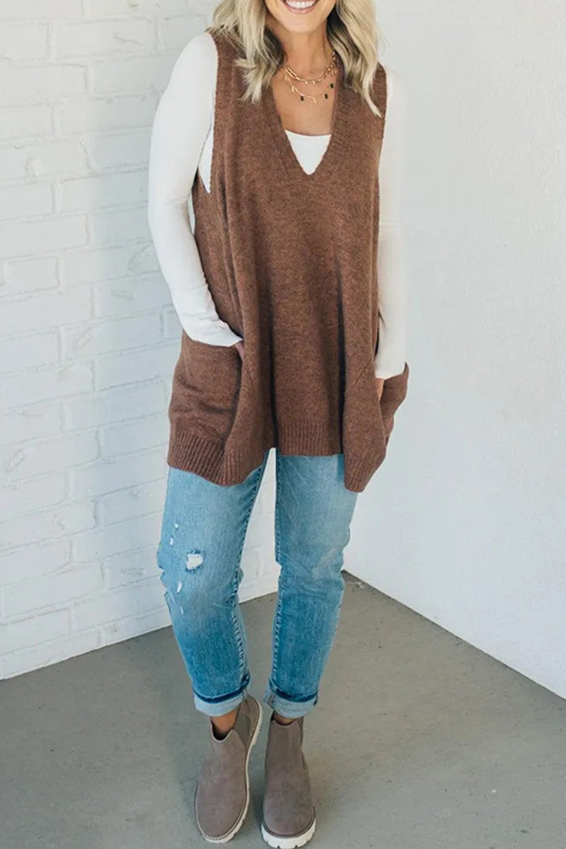 Bohonini Casual V Neck Sweater with Pocket in 5 Colors