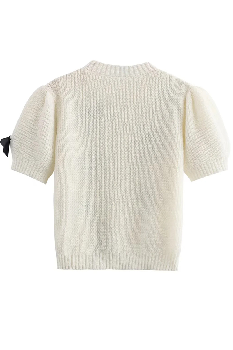 Bohonini Casual Bow Patchwork Contrast Sweater for Elegance