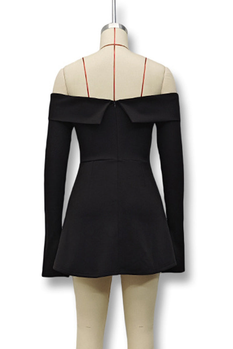 Sexy Patchwork Off Shoulder A Line Dresses(3 Colors) - Fashionpara