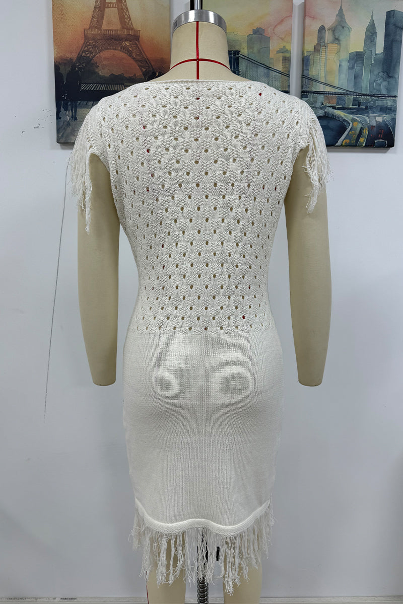 Bohonini Casual Hollow Out O Neck Sweater Dress for Women