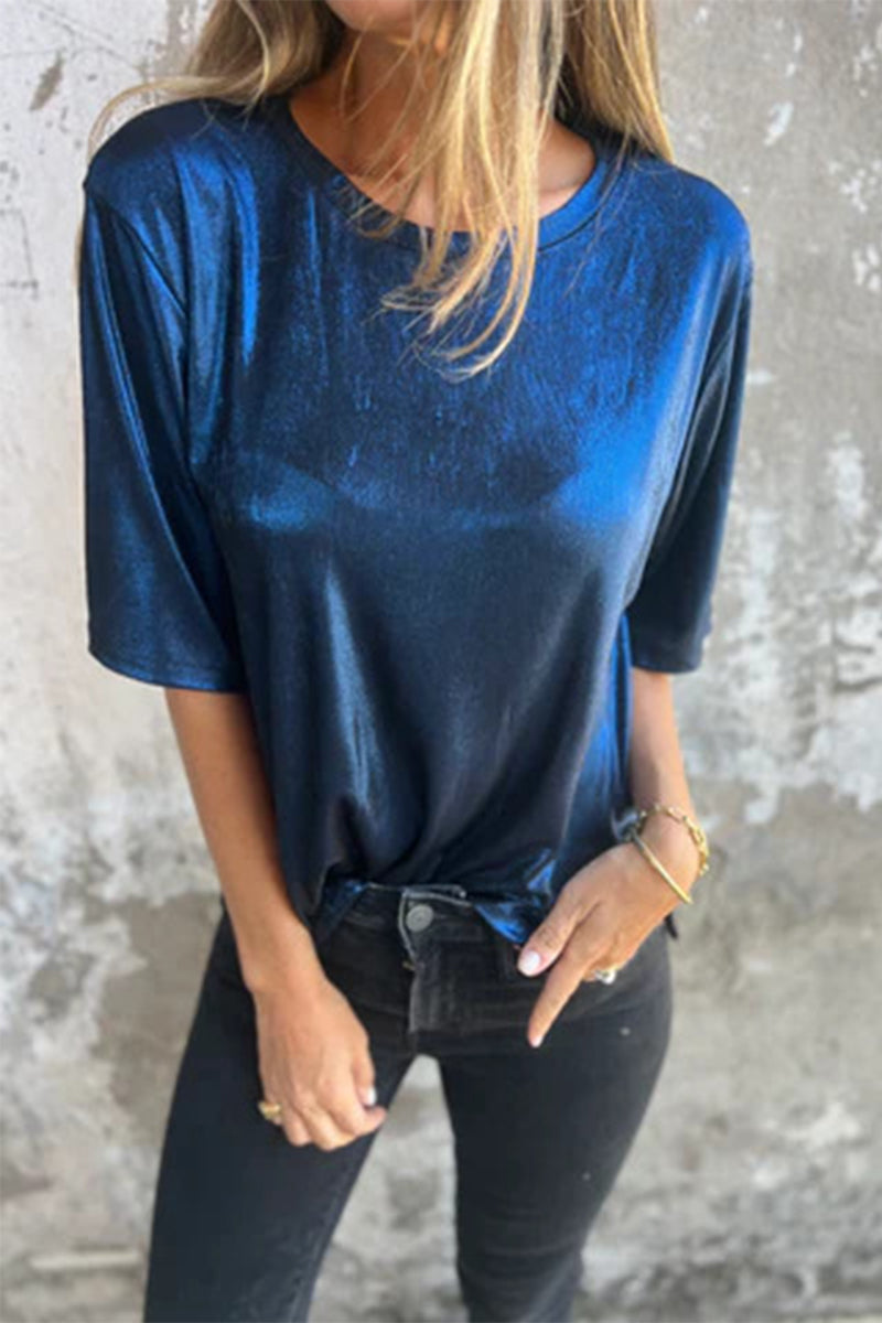 Casual Solid Color O Neck T-Shirts(5 Colors) - Fashionpara