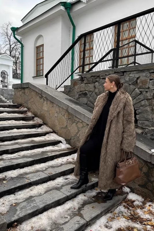 Faux Fur Long Thick Warm Overcoat - Fashionpara