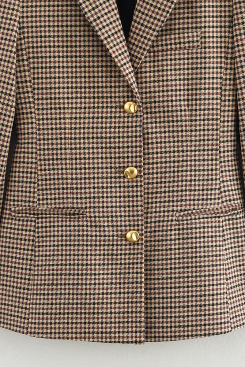 Bohonini Casual Plaid Contrast Collar Suit Jacket Outerwear