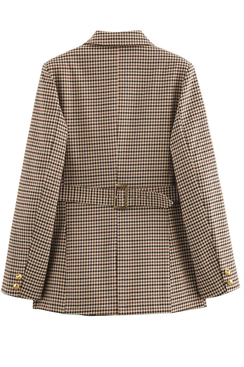 Bohonini Casual Plaid Contrast Collar Suit Jacket Outerwear