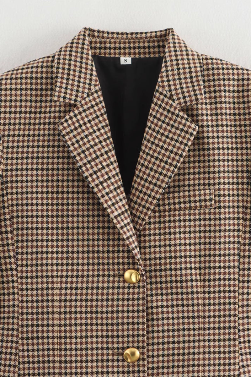 Bohonini Casual Plaid Contrast Collar Suit Jacket Outerwear