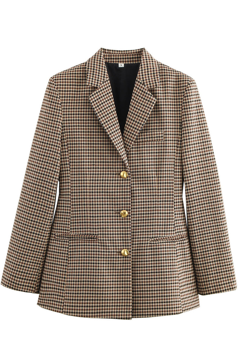 Bohonini Casual Plaid Contrast Collar Suit Jacket Outerwear